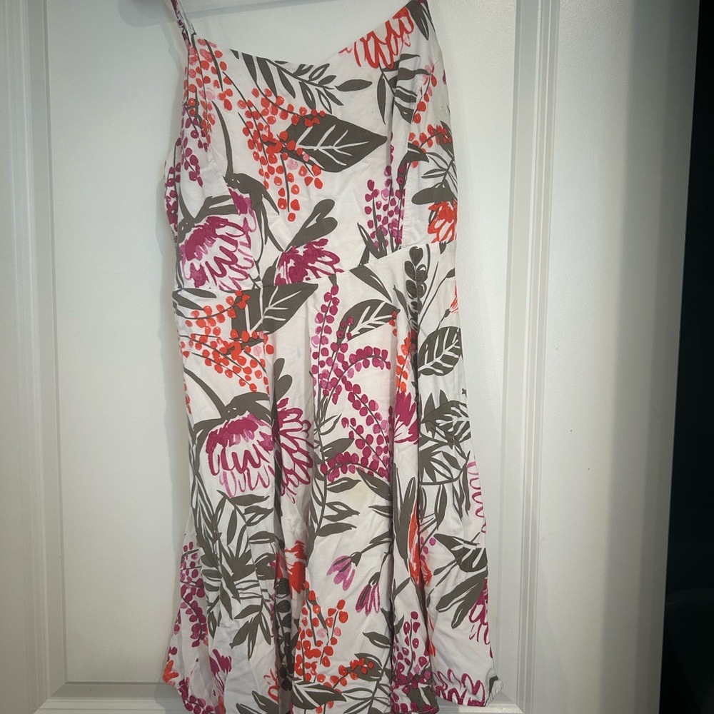 Old Navy Floral Midi Dress with Pink and Orange Accents